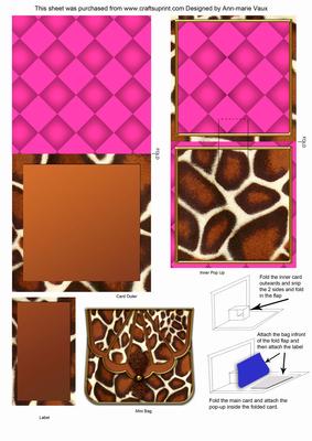 Giraffe Bag Blank Mini 3D Pop-up Card