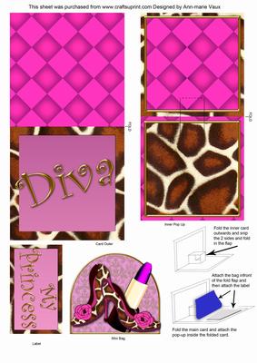 Giraffe Shoes Diva Mini 3D Pop-up Card