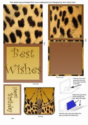 Leopard Print Bag Birthday Mini 3D Pop-up Card