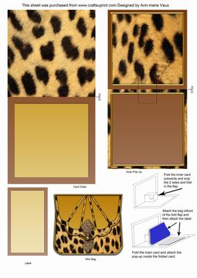 Leopard Print Blank Bag Mini 3D Pop-up Card