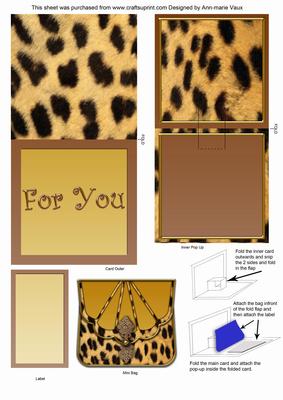 Leopard Print for You Bag Mini 3D Pop-up Card