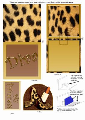 Leopard Print Shoes Diva Mini 3D Pop-up Card