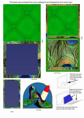 Peacock Print Shoes Blank Mini 3D Pop-up Card