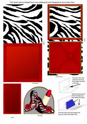 Zebra Print Shoes Blank Mini 3D Pop-up Card