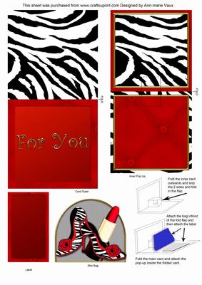 Zebra Print Shoes for You Mini 3D Pop-up Card