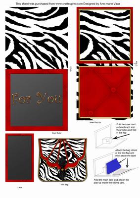 Zebra Print Bag for You Mini 3D Pop-up Card