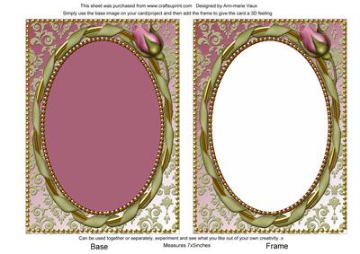 Green Plum Rose Bud 7x5inch Picture Card Front and Frame