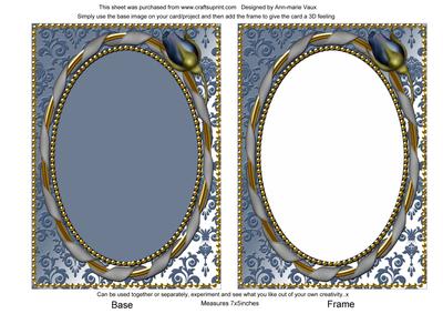 Blue Rose Bud 7x5inch Picture Card Front and Frame