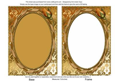 Gold Rose Bud 7x5inch Picture Card Front and Frame