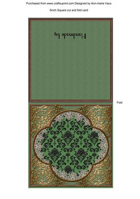 Plain Baroque Style Mid Green Portrait Fold Card