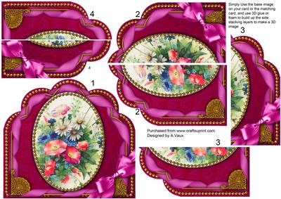 Pink Cornflowers Ornate Scalloped Side Stacker