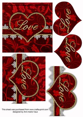 Black Red Lace Love 5in Step by Step Decoupage