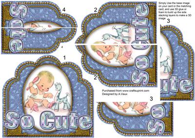 Baby Boy Blue So Cute Ornate Scalloped Side Stacker