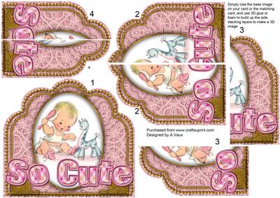 New Baby Girl Pink So Cute Ornate Scalloped Side Stacker