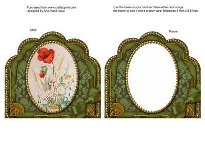 Vintage Wildflowers Ornate Scalloped Card Front and Frame