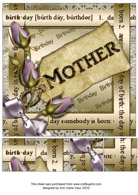 Lilac Roses Mother Birthday 8inch Picture Sheet