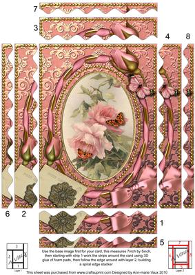 Pink Roses Butterfly 7x5in Spiral Wavy Edge Stacker