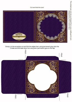 Baroque Style Deep Purple Midi Card and Envelope