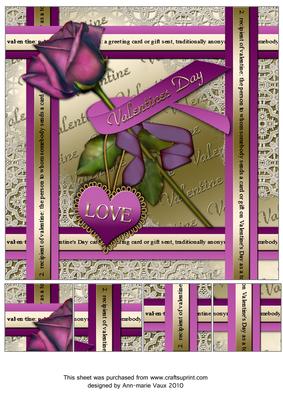 Purple Valentine Rose 8in Picture Sheet