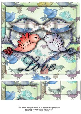 True Lovebirds Blue Love 8in Picture Sheet