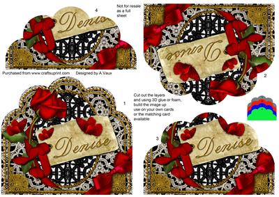Denise Red Black Butterfly Rose Scallop Bottom Stacker