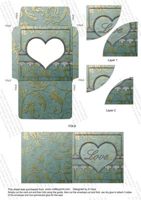 Aqua Lace Love Card Envelope Duo Corner Stacker Aio
