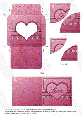 Pink Lace Love Mini Card Envelope Duo Corner Stacker Aio