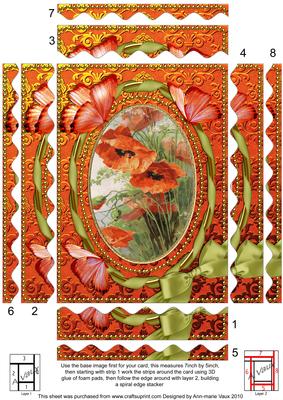 Butterfly Poppies Spiral Wavy Edge Stacker 7x5in Card Front