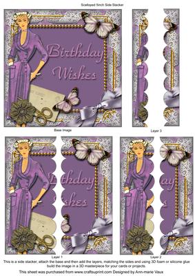 Lavender Lady Birthday Wishes 5in Scalloped 2 Side Stacker