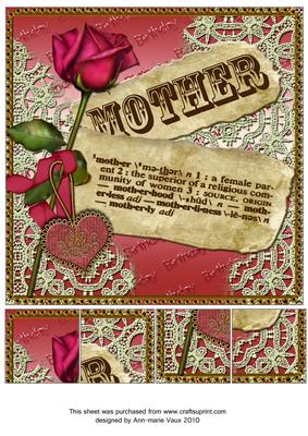 Mother Pink Rose Birthday 8in Picture Sheet