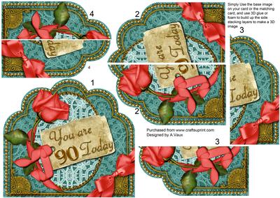 Teal Coral Rose You Are 90 Ornate Scalloped Side Stacker