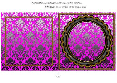Pink Metallic Square Fold Round Scallop Card