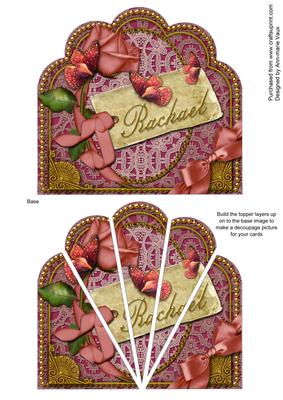 Pink Rose Butterfly Rachael Ornate Scallop Deco Stacker