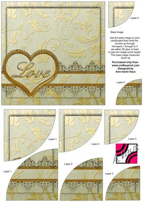 Gold Lace Love 6inch Duo Corner Stacker