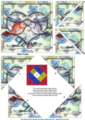 True Lovebirds Blue 5inch Triangle Edge Spiral Stacker