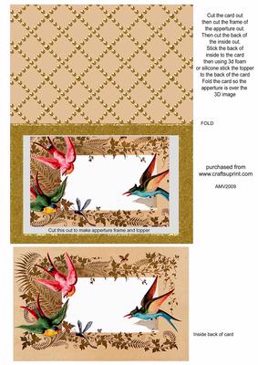 Blank Message Birds Gold Frame Aperture Card