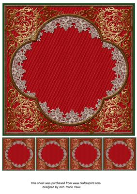Red 8in Baroque Style Blank Frame with Minis