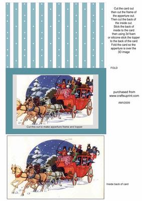 Horse and Carriage Christmas Gold Frame Aperture Card