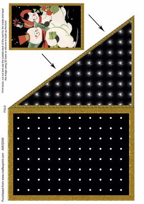 Black Christmas Snowman Corner Card