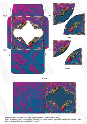 Cerise Blue Bud Mini Card Envelope Duo Corner Stacker Aio