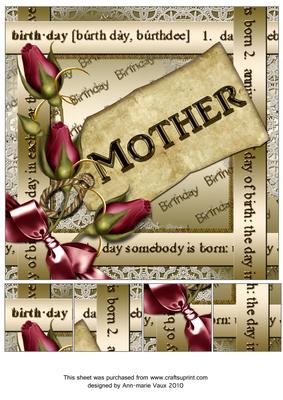 Plum Rose Mother Birthday 8in Picture Sheet