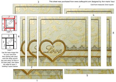 Gold Lace Love Spiral Edge Stacker Card Front