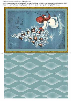 Blue Bauble Chrismas Snowman Big Card