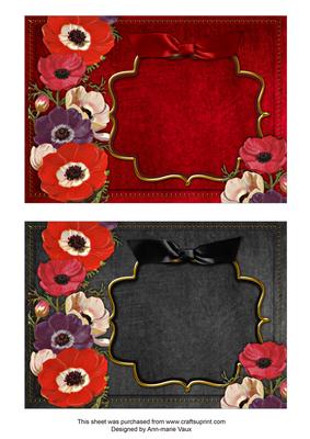 Anemones Black and Red Duo 7x5in Card Front Bases