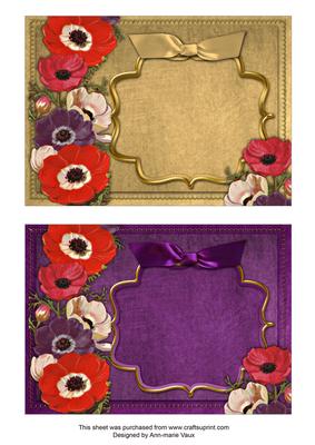 Anemones Purple and Gold Duo 7x5in Card Front Bases