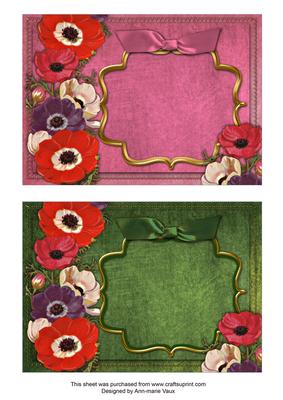 Anemones Pink and Green Duo 7x5in Card Front Bases