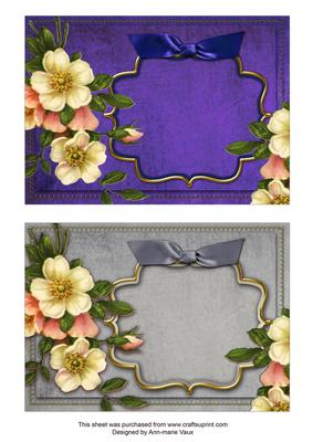 Christmas Roses Blue and Silver Duo 7x5in Card Front Bases