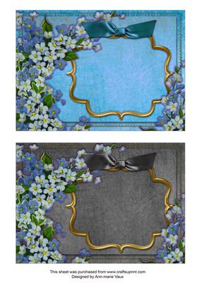 Forget-me-knots Blue and Silver Duo 7x5in Card Front Bases
