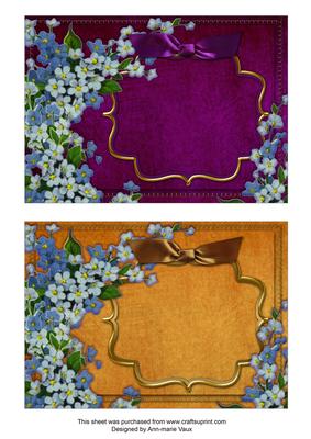 Forget-me-knots Purple and Gold Duo 7x5in Card Front Bases