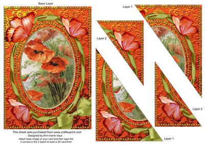 Poppy Butterflies 7x5inch Triangle Duo Corner Stacker